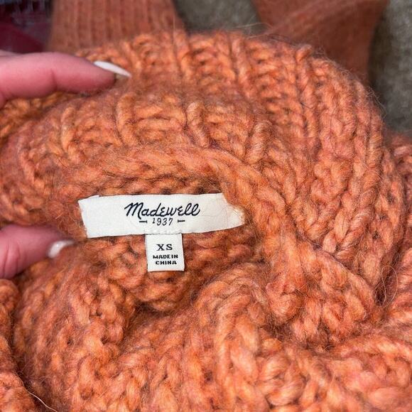 Madewell sweater turtleneck chunky knit burnt orange wool/alpaca blend SZ XS - Picture 8 of 9